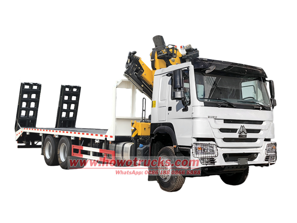 HOWO Flatbed Truck With Knuckle Crane