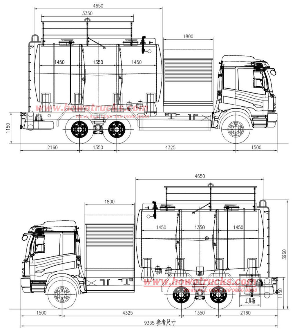20000L Aircraft refueling truck technical drawing