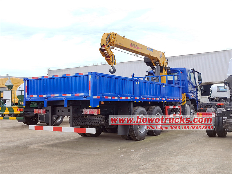 HOWO 6X4 cargo truck mounted XCMG 10tons boom crane